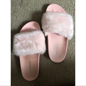 Steve Madden Pink Fur Slides